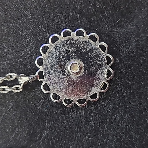 Vintage Violet Flower Petit Point Pendant Necklace - Picture 3 of 3